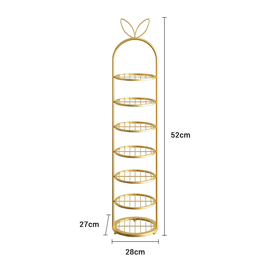 SOGA 2X 7 Tier Bunny Ears Shape  Gold Plated Metal Shoe Organizer Space Saving Portable Footwear Storage Shelf