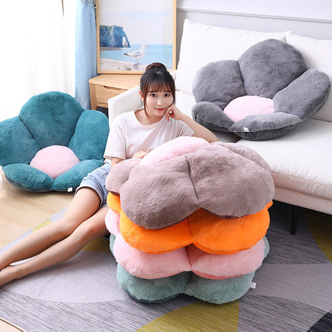 SOGA 2X Orange Whimsical Big Flower Shape Cushion Soft Leaning Bedside Pad Floor Plush Pillow Home Decor