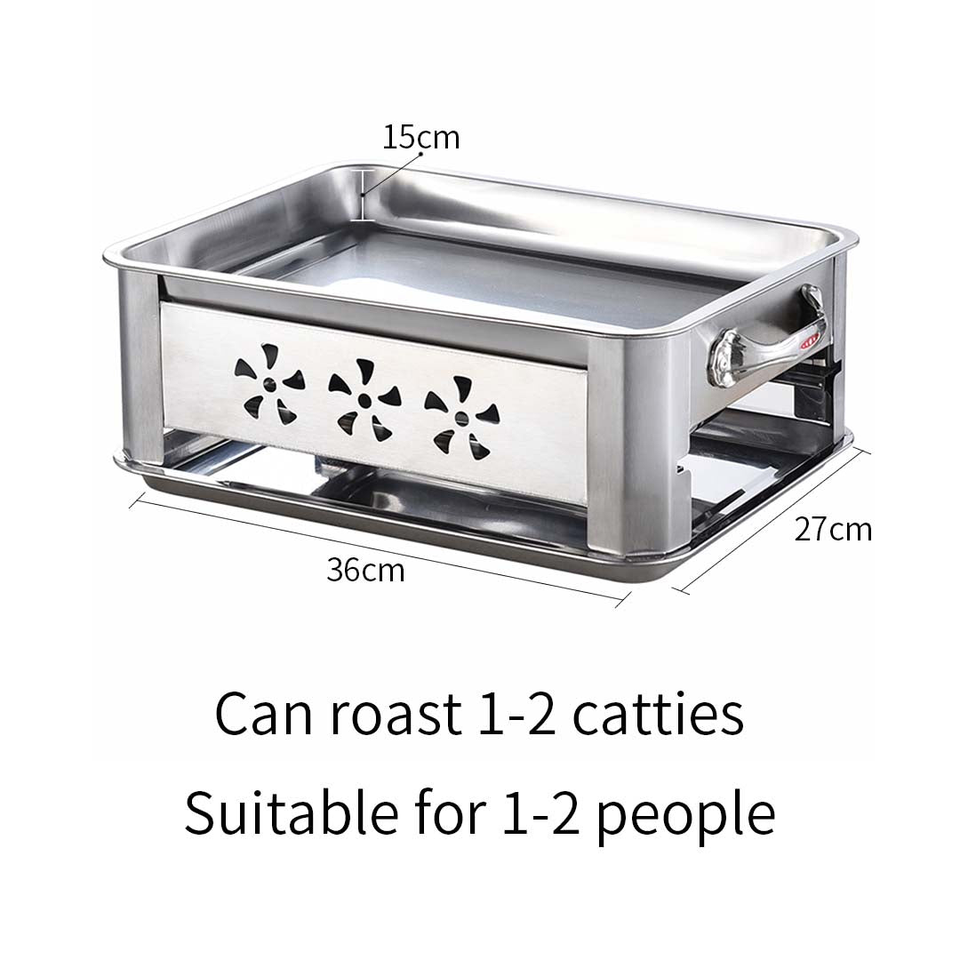 2X 36CM Portable Stainless Steel Outdoor Chafing Dish BBQ Fish Stove Grill Plate