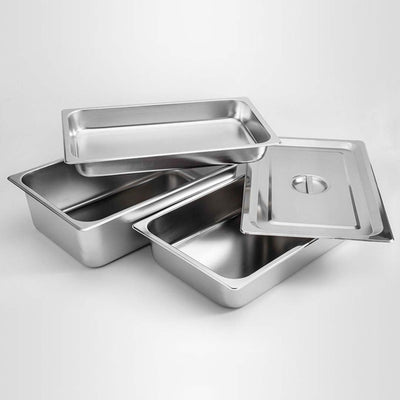 SOGA 6X Gastronorm GN Pan Full Size 1/1 GN Pan 4cm Deep Stainless Steel Tray With Lid