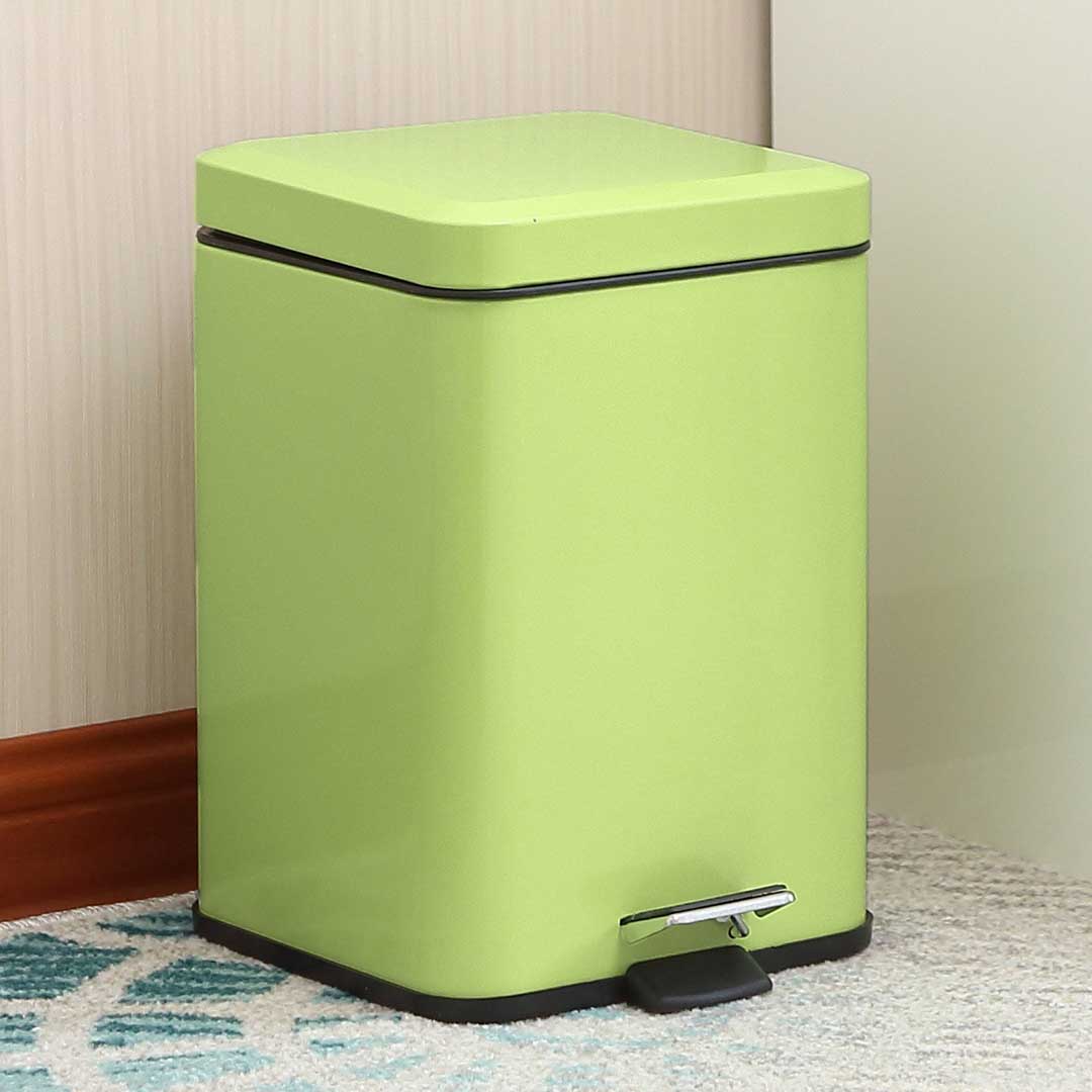 SOGA 2X 12L Foot Pedal Stainless Steel Rubbish Recycling Garbage Waste Trash Bin Square Green