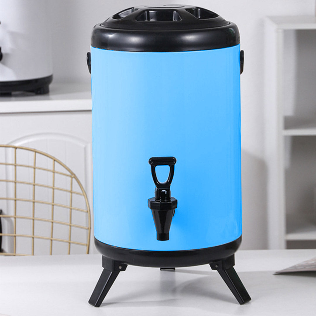 SOGA 2X 12L Stainless Steel Insulated Milk Tea Barrel Hot and Cold Beverage Dispenser Container with Faucet Blue