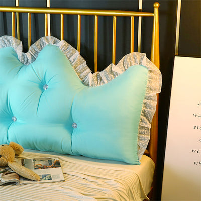 SOGA 2X 120cm Light Blue Princess Bed Pillow Headboard Backrest Bedside Tatami Sofa Cushion with Ruffle Lace Home Decor
