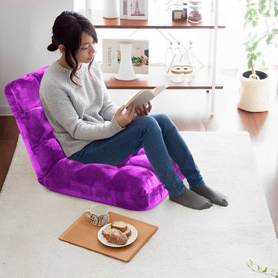 SOGA 2X Floor Recliner Folding Lounge Sofa Futon Couch Folding Chair Cushion Purple