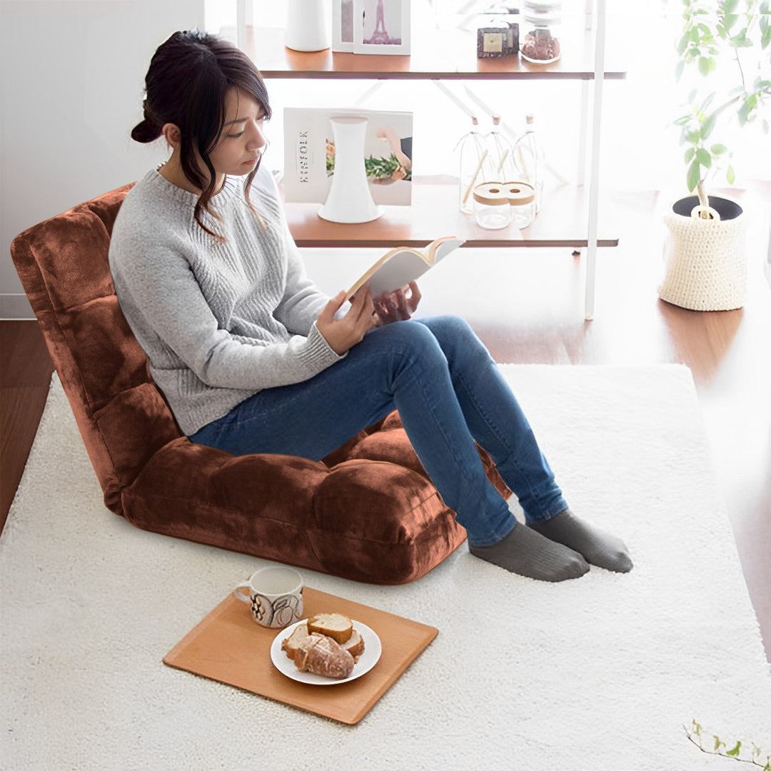 SOGA 2X Floor Recliner Folding Lounge Sofa Futon Couch Folding Chair Cushion Coffee