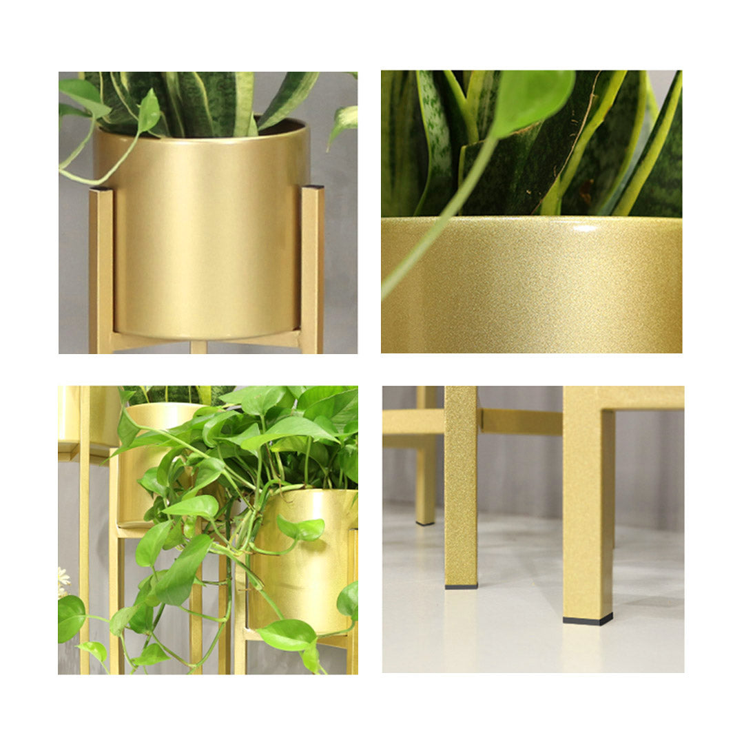 SOGA 2X 90cm Gold Metal Plant Stand with Flower Pot Holder Corner Shelving Rack Indoor Display