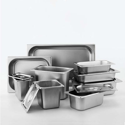 SOGA 6X Gastronorm GN Pan Full Size 1/1 GN Pan 6.5cm Deep Stainless Steel Tray With Lid