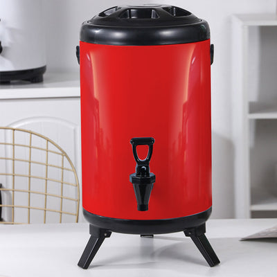 SOGA 4X 12L Stainless Steel Insulated Milk Tea Barrel Hot and Cold Beverage Dispenser Container with Faucet Red