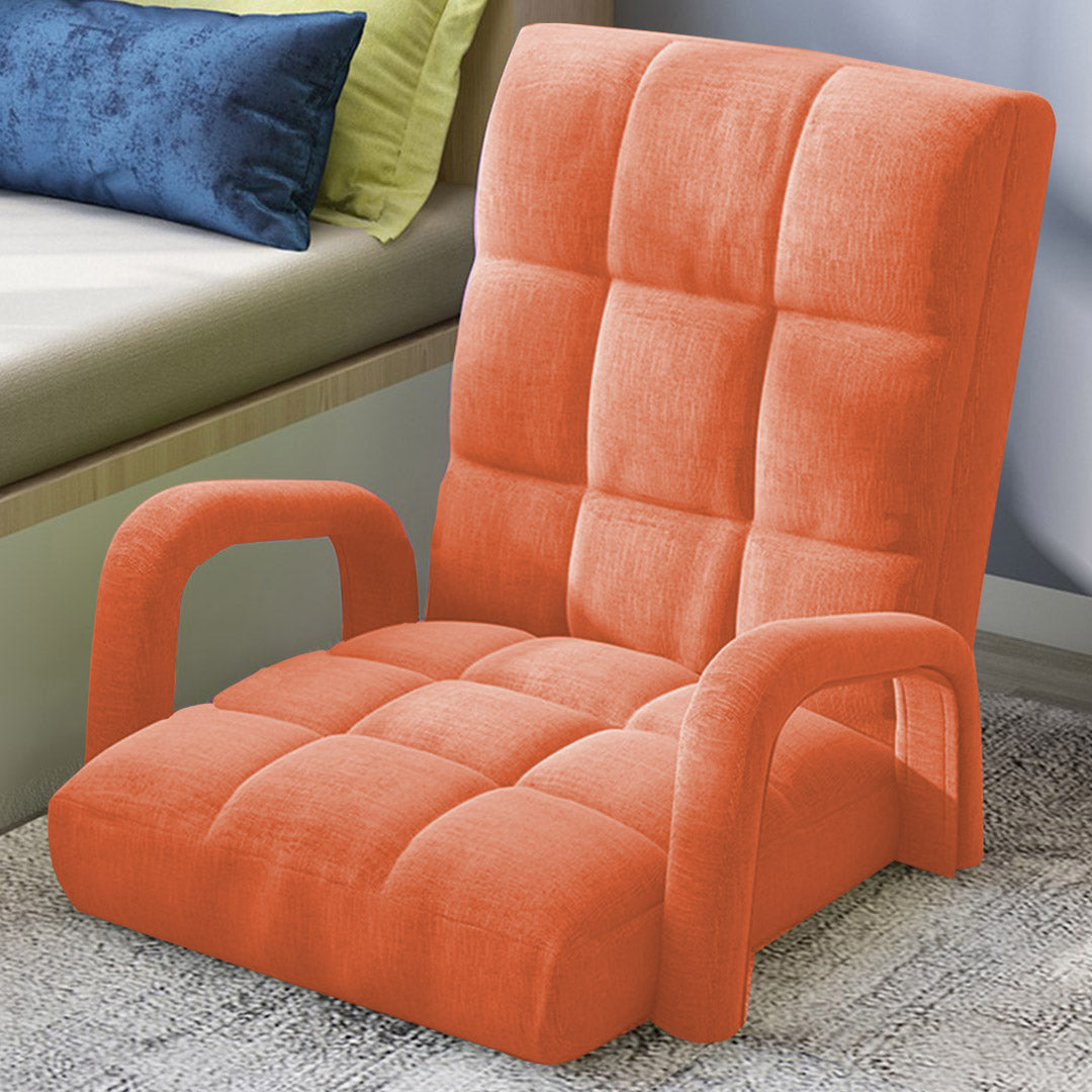 SOGA 2X Foldable Lounge Cushion Adjustable Floor Lazy Recliner Chair with Armrest Orange