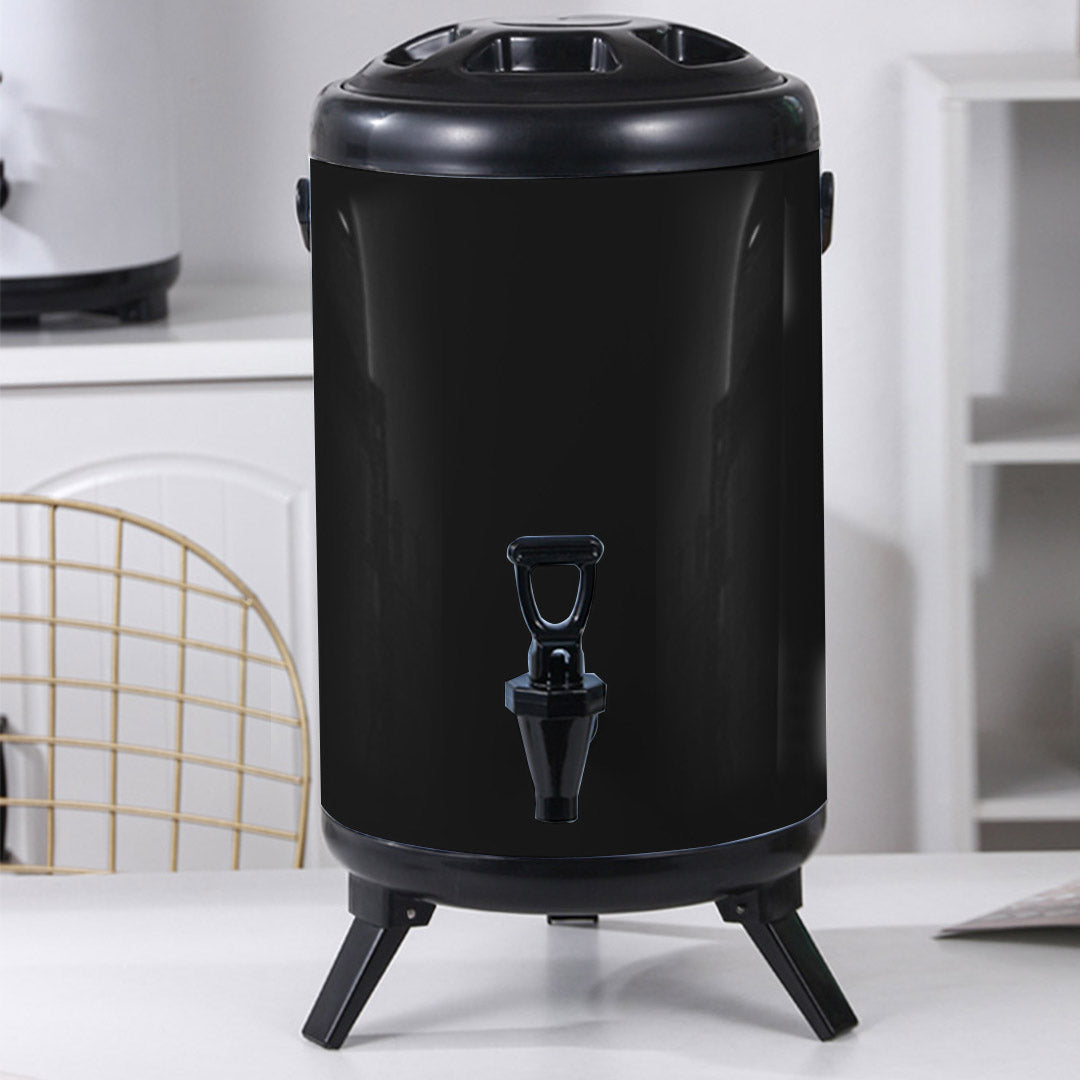 SOGA 2X 18L Stainless Steel Insulated Milk Tea Barrel Hot and Cold Beverage Dispenser Container with Faucet Black