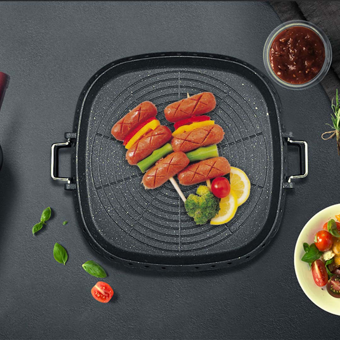 SOGA 2X Portable Korean BBQ Butane Gas Stove Stone Grill Plate Non Stick Coated Square