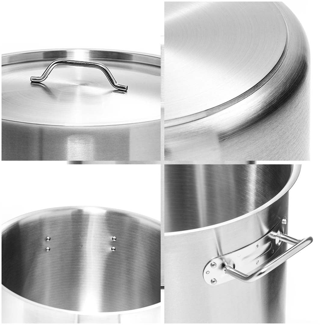 SOGA 50L 18/10 Stainless Steel Stockpot with Perforated Stock pot Basket Pasta Strainer