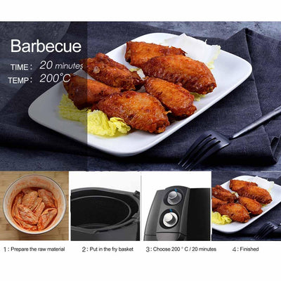 2.5L Black Air Fryer Low Fat Oil Less Healthy Fast Easy Deep Cooker Kitchen
