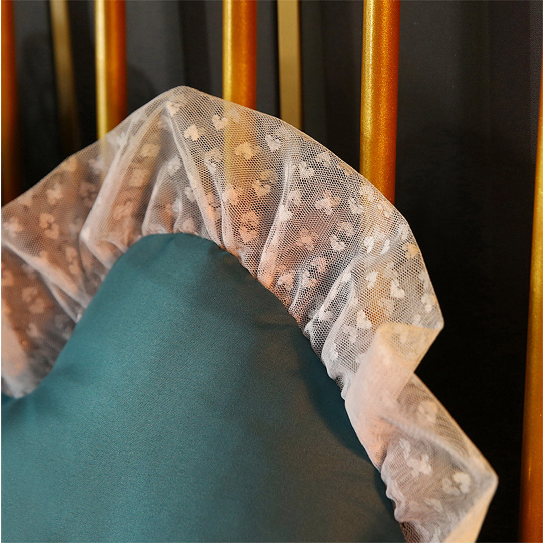 SOGA 2X 120cm Blue-Green Princess Bed Pillow Headboard Backrest Bedside Tatami Sofa Cushion with Ruffle Lace Home Decor