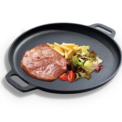 SOGA Cast Iron 30cm Frying Pan Skillet Coating Steak Sizzle Platter