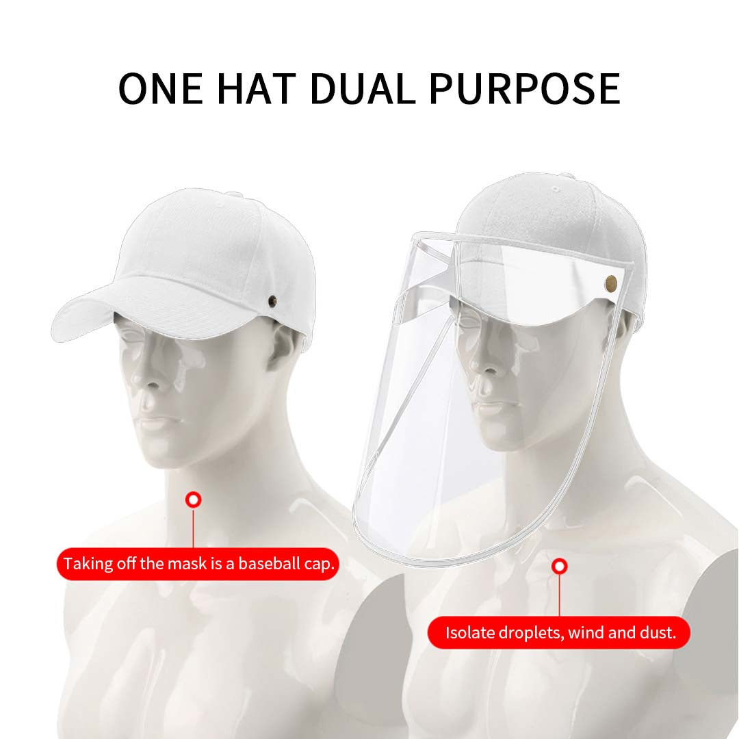 Outdoor Protection Hat Anti-Fog Pollution Dust Protective Cap Full Face HD Shield Cover Adult White