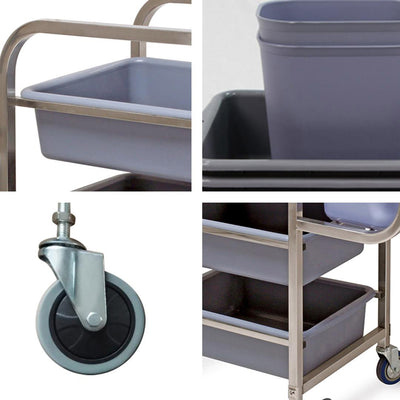 SOGA 3 Tier Food Trolley Food Waste Cart Five Buckets Kitchen Food Utility 82x43x92cm Square