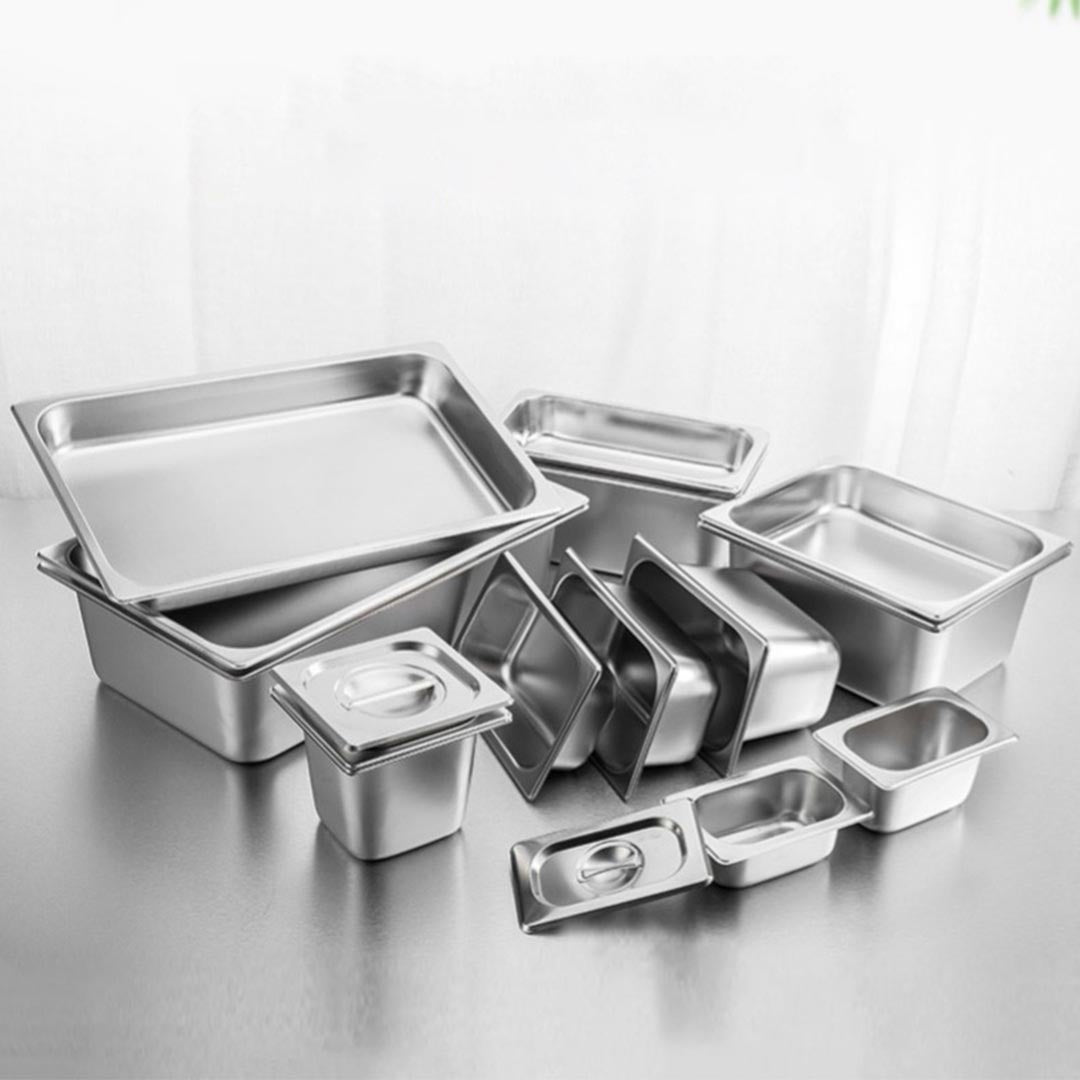 SOGA 4X Gastronorm GN Pan Full Size 1/3 GN Pan 20cm Deep Stainless Steel Tray With Lid