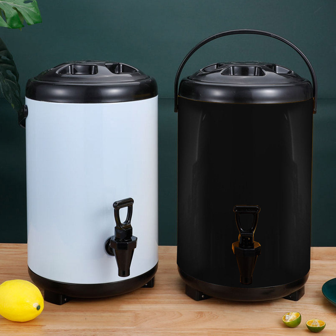 SOGA 2X 12L Stainless Steel Insulated Milk Tea Barrel Hot and Cold Beverage Dispenser Container with Faucet Black