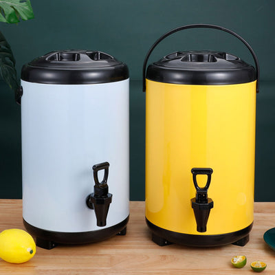 SOGA 16L Stainless Steel Insulated Milk Tea Barrel Hot and Cold Beverage Dispenser Container with Faucet Yellow