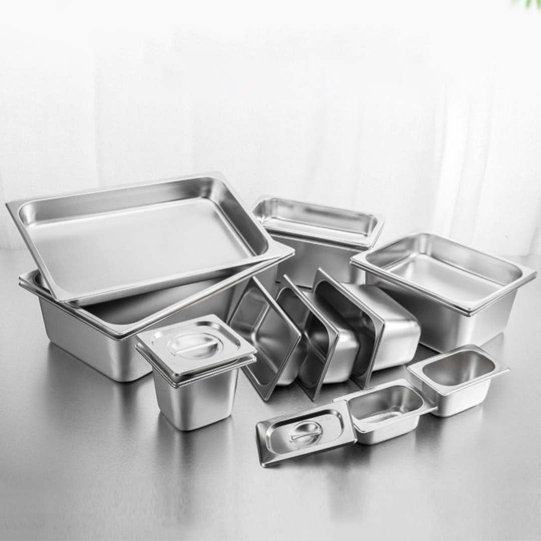 SOGA 4X Gastronorm GN Pan Full Size 1/1 GN Pan 20cm Deep Stainless Steel Tray With Lid