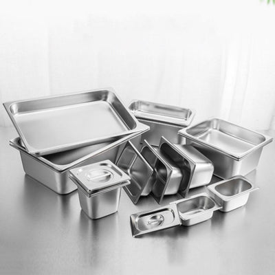 SOGA 6X Gastronorm GN Pan Full Size 1/3 GN Pan 20cm Deep Stainless Steel Tray With Lid