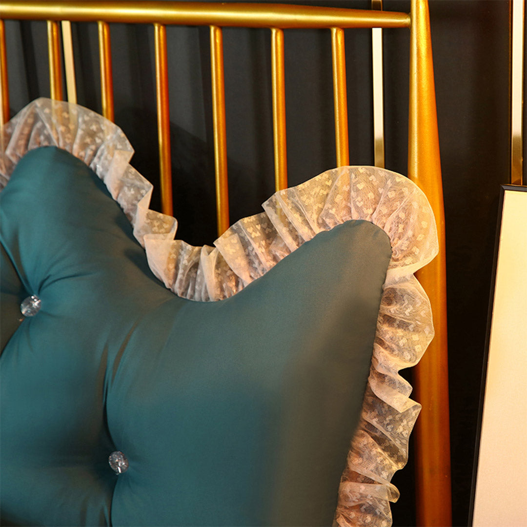SOGA 2X 120cm Blue-Green Princess Bed Pillow Headboard Backrest Bedside Tatami Sofa Cushion with Ruffle Lace Home Decor