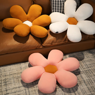 SOGA 2X White Daisy Flower Shape Cushion Soft Leaning Bedside Pad Floor Plush Pillow Home Decor