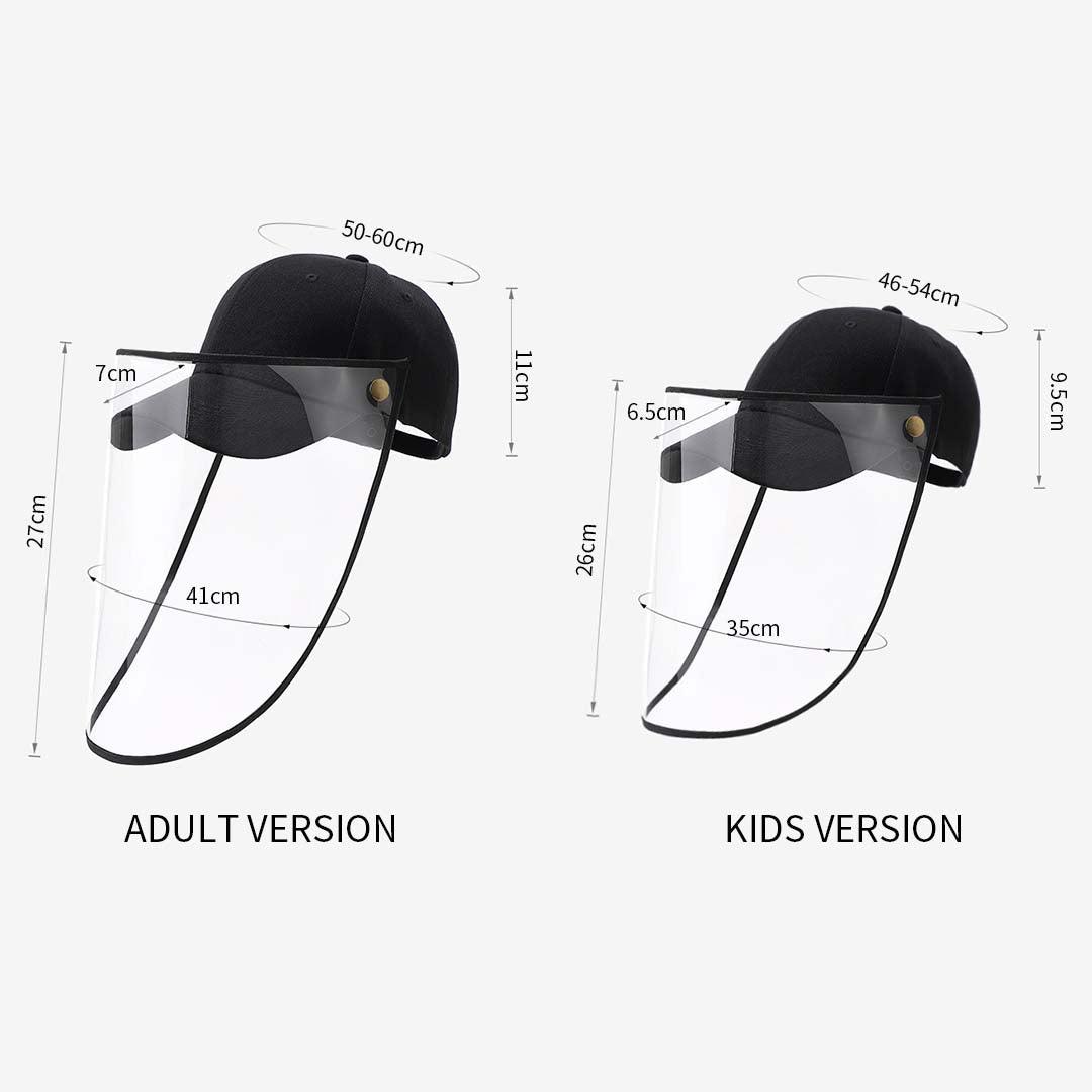 4X Outdoor Protection Hat Anti-Fog Pollution Dust Saliva Protective Cap Full Face Shield Cover Adult Black/White