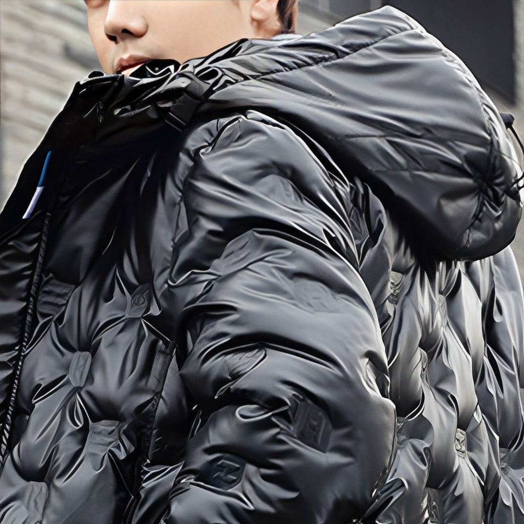 abbee Black XL Winter Hooded Glossy Overcoat Long Jacket Stylish Lightweight Quilted Warm Puffer Coat