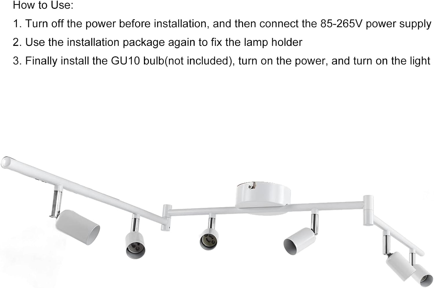 Spotlight Socket Types 6 Way Ceiling Spotlight GU10 Base Socket, Track Lighting Kit Rotatable