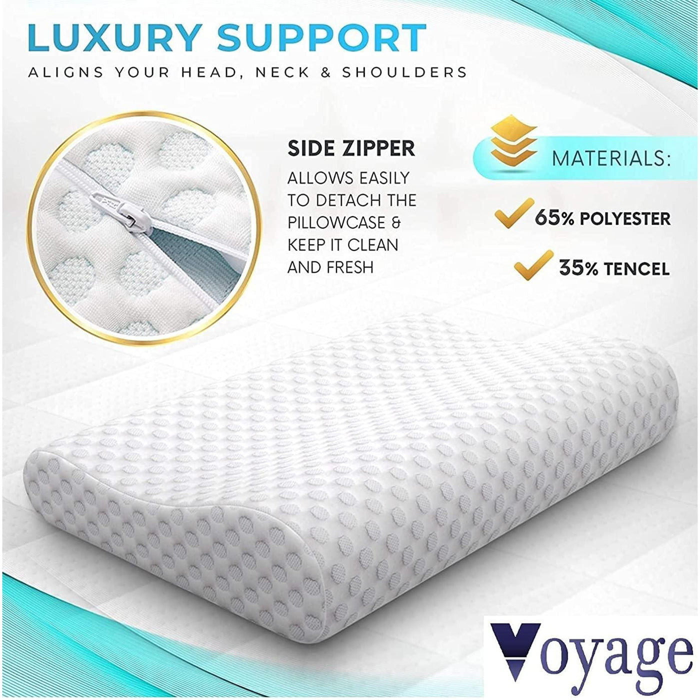 Voyage Memory Foam Supportive Bed Pillow