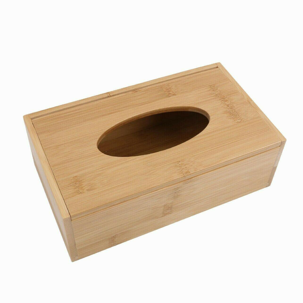 Bamboo Tissue Box Paper Wooden Cover Holder Dispenser Storage Case Home Office