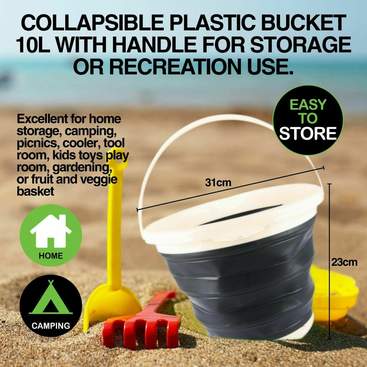 Collapsible 10L Bucket Space Saver Laundry Cleaning