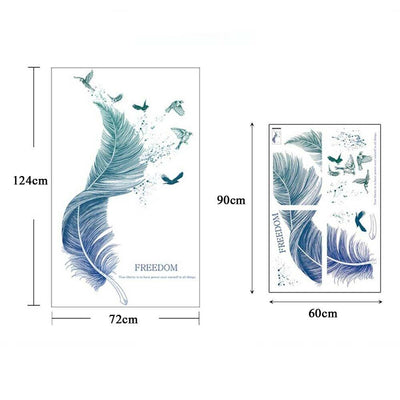 Blue feather Removable Living Room Decal Home Decors Wall Stickers Art Mural
