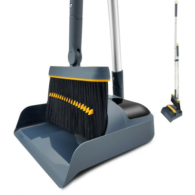 Broom and Dustpan Set Long Handle Stand Up for Home Kitchen Office