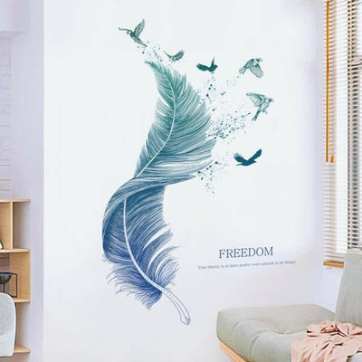 Blue feather Removable Living Room Decal Home Decors Wall Stickers Art Mural